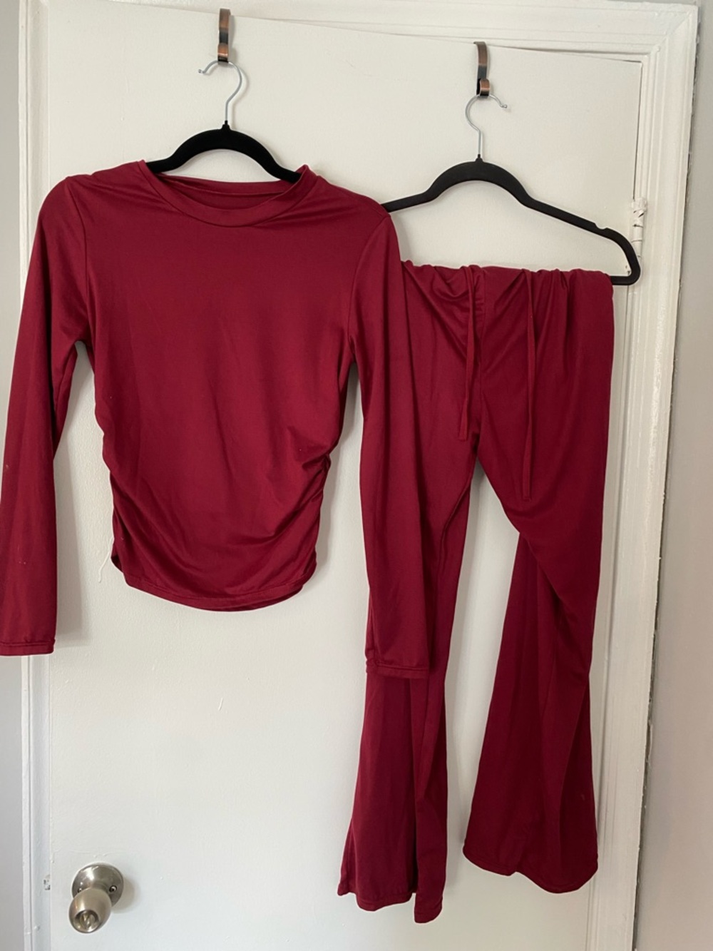 Amazon Womens Long Sleeve Top and Pants Set - Burgundy